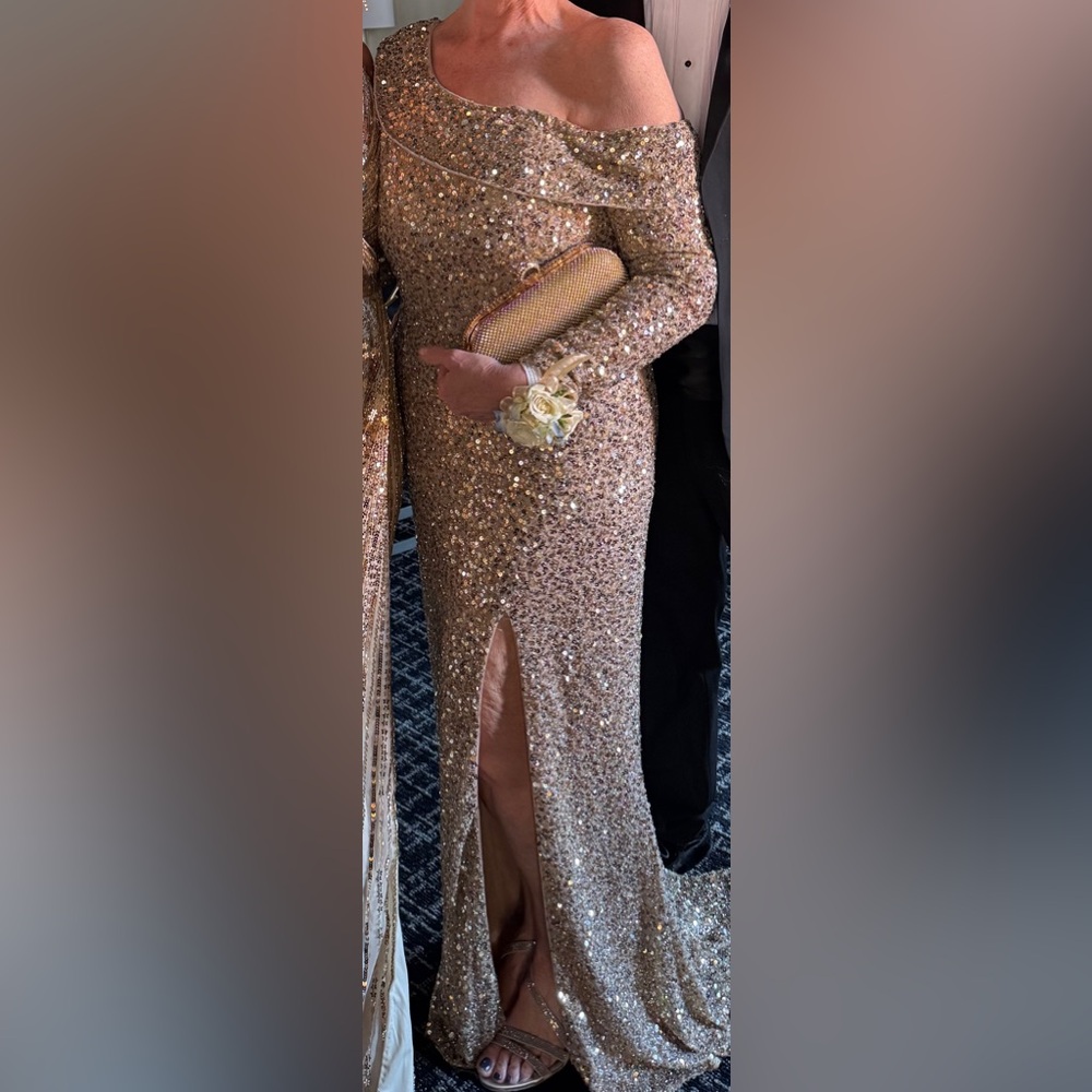 Mac Duggal Sequin Gold Gown